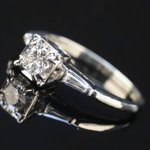 Vintage diamond solitaire ring in 18k white gold from Manor Jewels