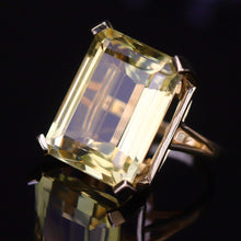 Load image into Gallery viewer, Vintage ring with a large emerald cut citrine in 14k yellow gold