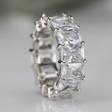 Load image into Gallery viewer, Chunky Sterling silver scissor cut CZ eternity band