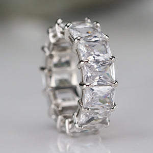 Chunky Sterling silver scissor cut CZ eternity band