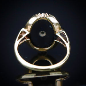 MEGA SALE!  Classic vintage onyx and diamond ring in 14k yellow gold