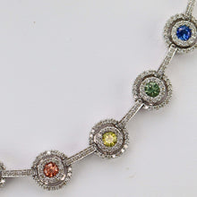 Load image into Gallery viewer,  Estate Fancy colored Sapphire and diamond necklace in 14k white gold consignment