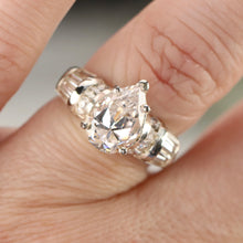 Load image into Gallery viewer, Sterling silver CZ pear ring