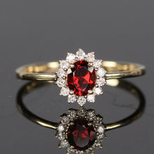 Load image into Gallery viewer, Garnet and diamond ring in yellow gold