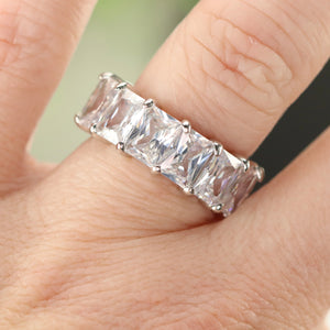 Chunky Sterling silver scissor cut CZ eternity band