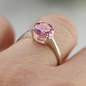 Sterling silver pink CZ ring