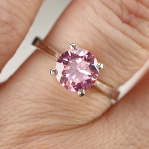 Sterling silver pink CZ ring