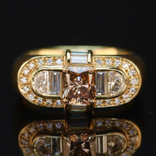 Load image into Gallery viewer, Estate brown and white diamond ring in 18k yellow gold from Manor Jewels