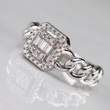 Load image into Gallery viewer, Sterling silver chain shank CZ ring