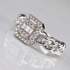 Sterling silver chain shank CZ ring