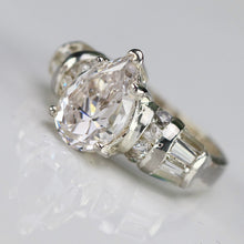 Load image into Gallery viewer, Sterling silver CZ pear ring