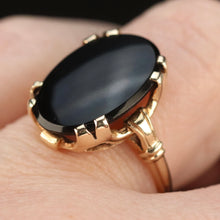 Load image into Gallery viewer, Oval black onyx vintage gold ring in yellow  gold by Manor Jewels