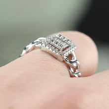 Load image into Gallery viewer, Sterling silver chain shank CZ ring