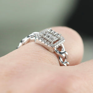 Sterling silver chain shank CZ ring