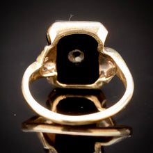 Load image into Gallery viewer, Vintage onyx and diamond ring in yellow gold