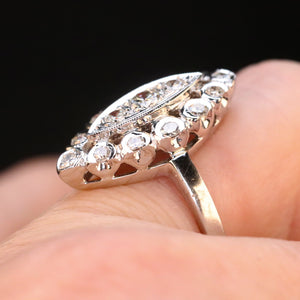 Vintage diamond navette ring in 14k white gold from Manor Jewels