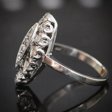 Load image into Gallery viewer, Vintage diamond navette ring in 14k white gold from Manor Jewels