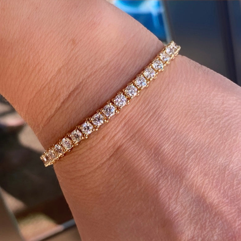 SPECIAL: Approx 10ctw Lab Grown Diamond tennis bracelet in 14k yellow gold