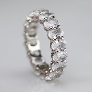 Sterling silver CZ oval eternity band