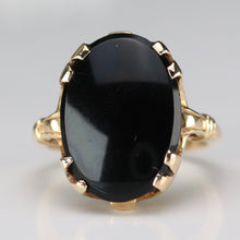 Load image into Gallery viewer, Oval black onyx vintage gold ring in yellow  gold by Manor Jewels