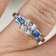 Load image into Gallery viewer, Sterling silver blue and white CZ ring