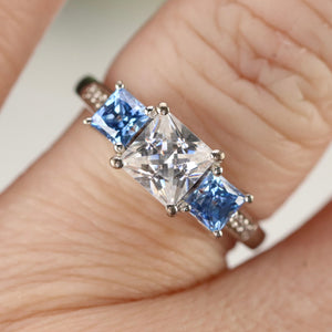 Sterling silver blue and white CZ ring