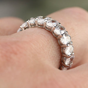 Sterling silver CZ oval eternity band