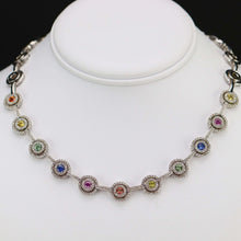 Load image into Gallery viewer,  Estate Fancy colored Sapphire and diamond necklace in 14k white gold consignment