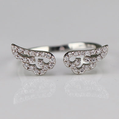 Sterling silver CZ double wings ring