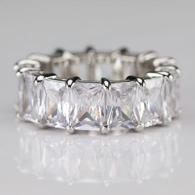 Chunky Sterling silver scissor cut CZ eternity band