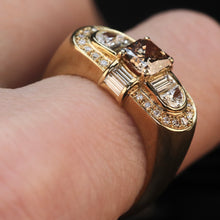 Load image into Gallery viewer, Estate brown and white diamond ring in 18k yellow gold from Manor Jewels