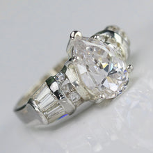 Load image into Gallery viewer, Sterling silver CZ pear ring