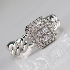 Sterling silver chain shank CZ ring