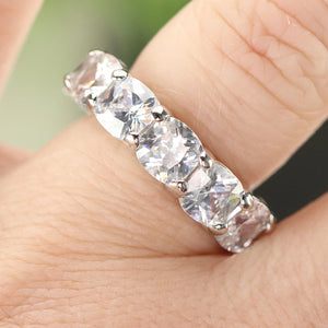 Sterling silver CZ cushion eternity band