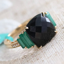 Load image into Gallery viewer, Onyx and malachite ring in 14k yellow gold by Effy