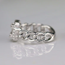 Load image into Gallery viewer, Sterling silver chain shank CZ ring