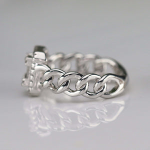 Sterling silver chain shank CZ ring