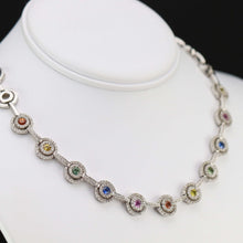 Load image into Gallery viewer, Estate Fancy colored Sapphire and diamond necklace in 14k white gold consignment