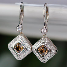 Load image into Gallery viewer, Chocolate and white earth mined diamond earrings in 14k white gold