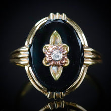 Load image into Gallery viewer, MEGA SALE!  Classic vintage onyx and diamond ring in 14k yellow gold