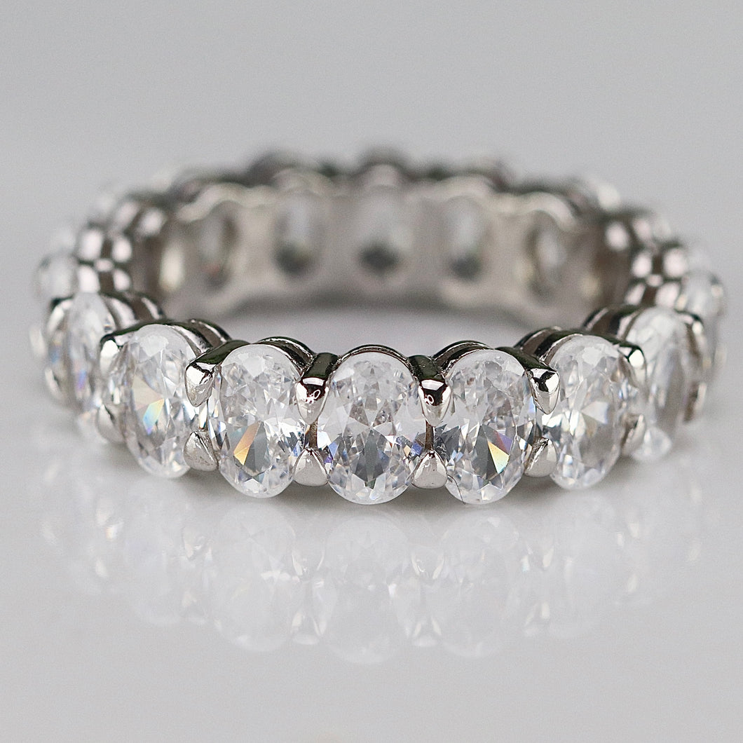 Sterling silver CZ oval eternity band