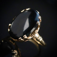 Load image into Gallery viewer, Oval black onyx vintage gold ring in yellow  gold by Manor Jewels