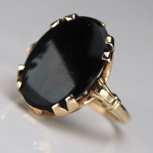 Load image into Gallery viewer, Oval black onyx vintage gold ring in yellow  gold by Manor Jewels