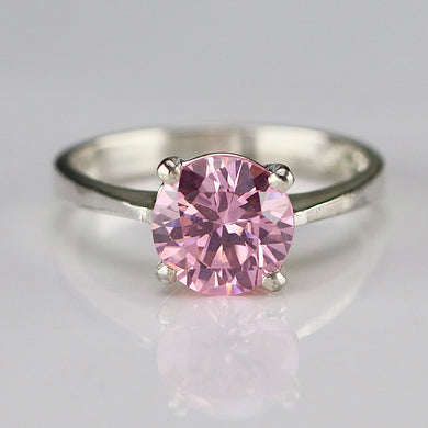 Sterling silver pink CZ ring