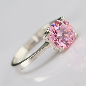 Sterling silver pink CZ ring