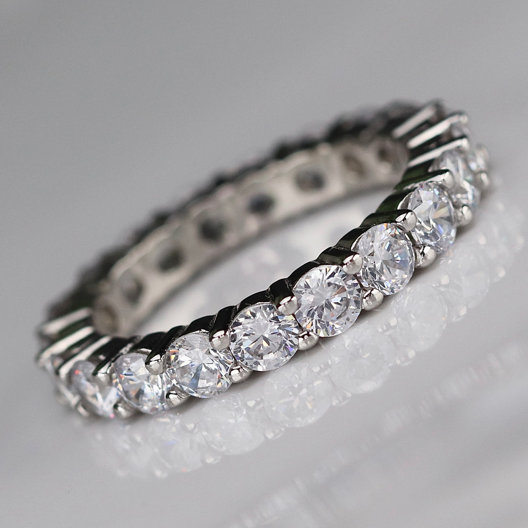 Sterling silver CZ medium eternity band