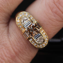 Load image into Gallery viewer, Estate brown and white diamond ring in 18k yellow gold from Manor Jewels