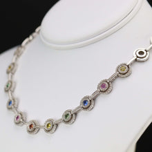 Load image into Gallery viewer,  Estate Fancy colored Sapphire and diamond necklace in 14k white gold consignment