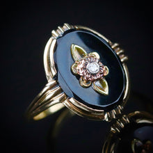 Load image into Gallery viewer, MEGA SALE!  Classic vintage onyx and diamond ring in 14k yellow gold