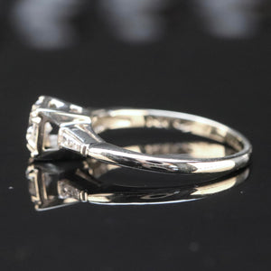 Vintage diamond solitaire ring in 18k white gold from Manor Jewels